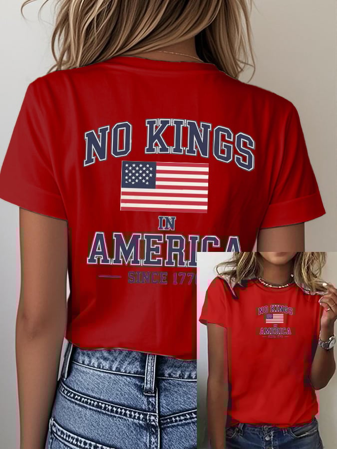 Women's casual retro reject the king print T-shirt