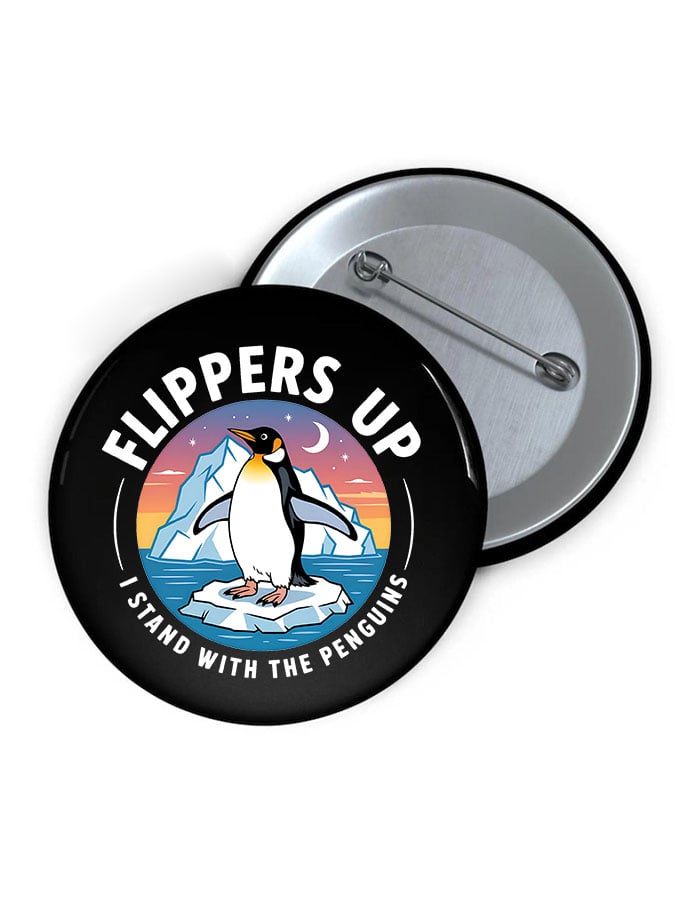 Unisex Penguins Flippers Up Print Brooch