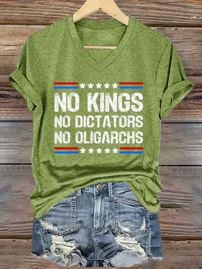 Women's FDT "NO KINGS NO DICTATORS NO OLIGARCHS" Printed Casual T-Shirt