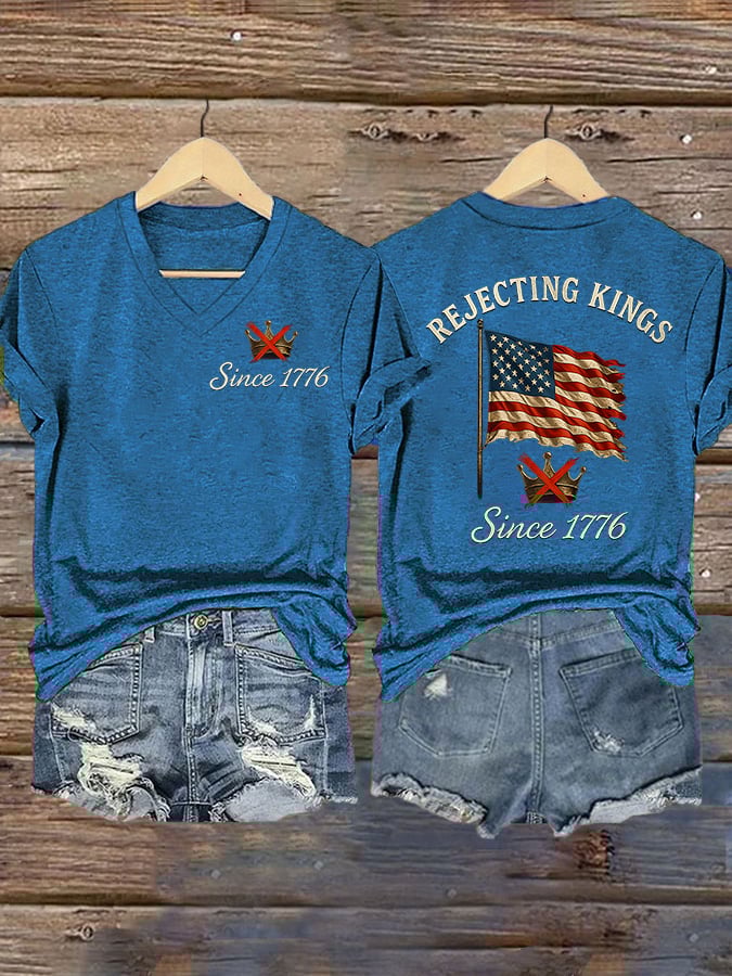 Women's FDT REJECTING KINGS SINCE 1776 Printed Casual T-shirt