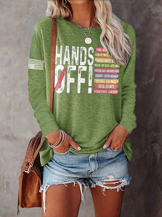 Women's Retro Hands Off Protest Print T-Shirt