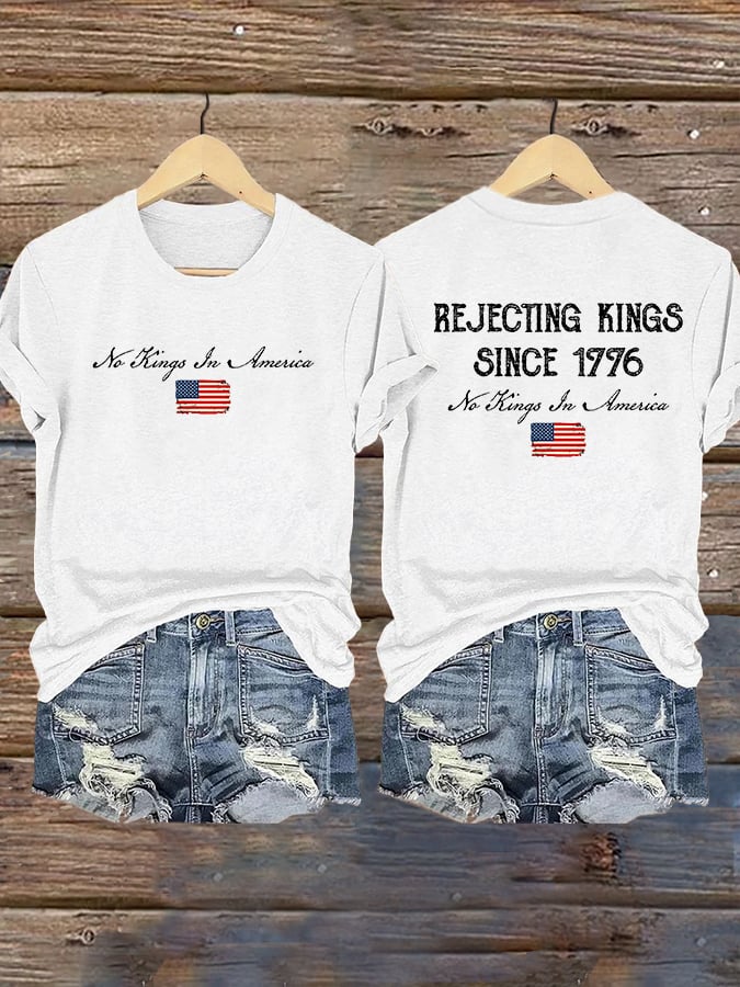 Women's FDT REJECTING KINGS SINCE 1776 Printed Casual T-shirt