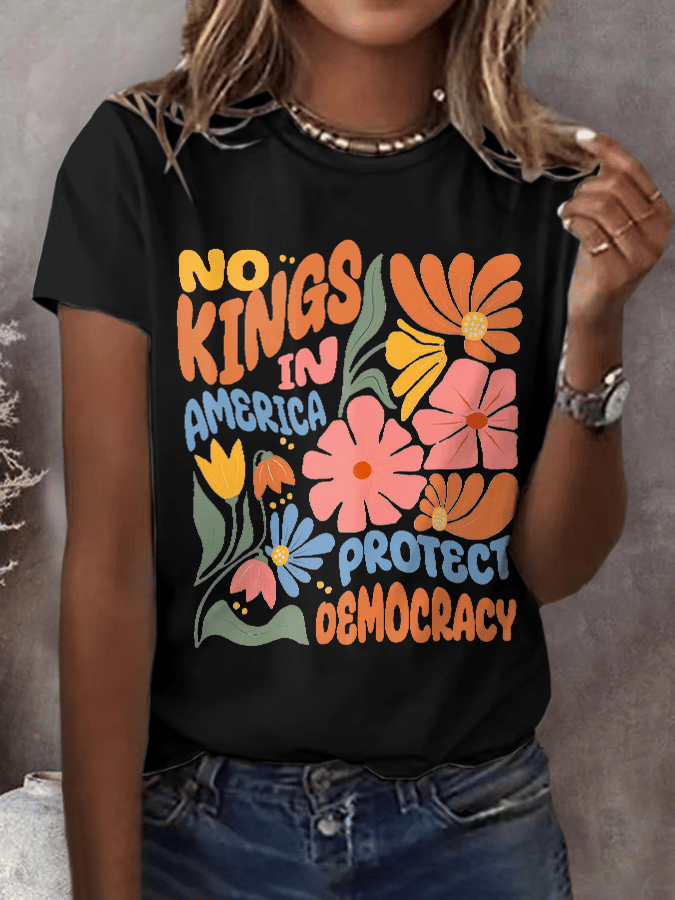 Women's Fashion Casual American Kingless Print T-Shirt