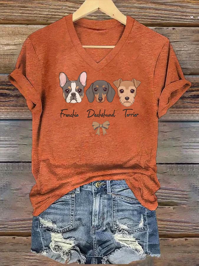 Women's FDT Cute dog Print T-Shirt