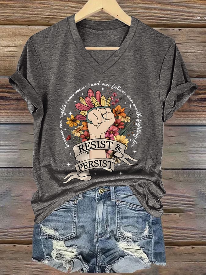 Women's casual FDT feminist print T-shirt