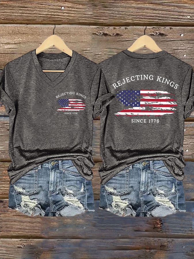 Women's “ Rejecting Kings Since 1776” V-neck T-shirt