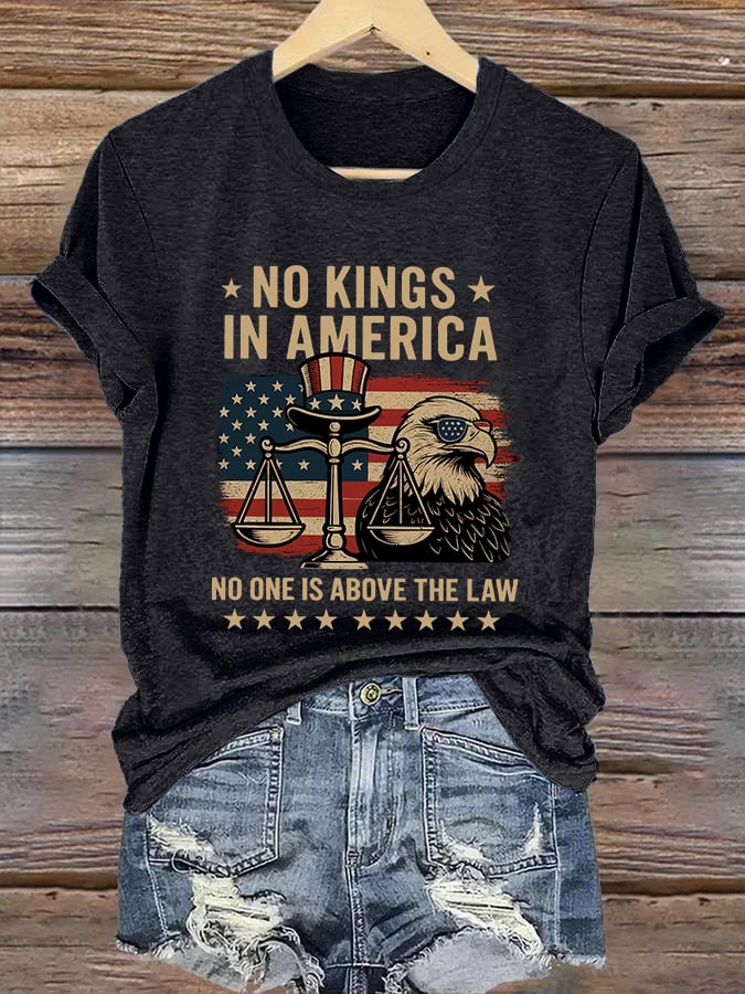 Retro No Kings In America No One Is Above The Law Print T-Shirt