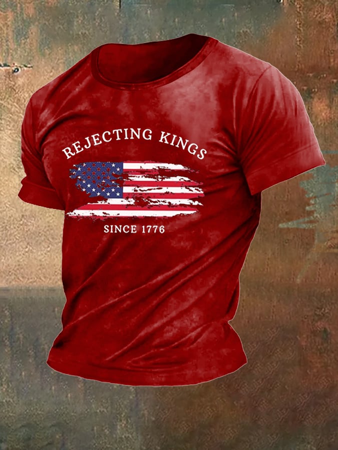 Men's Rejecting Kings Since 1776 Printed Casual T-Shirt