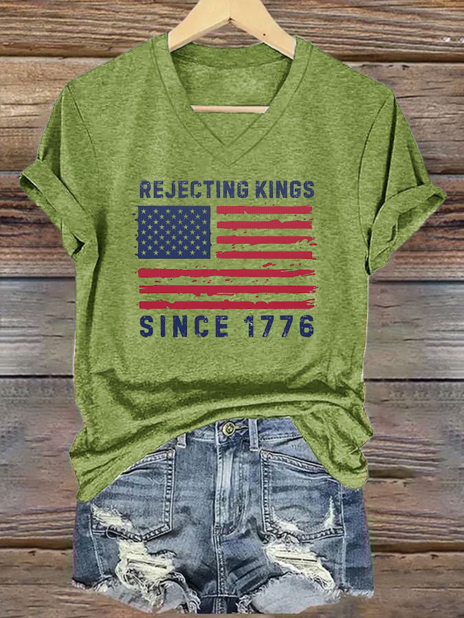 Women's Casual Retro Reject The King Print T-Shirt