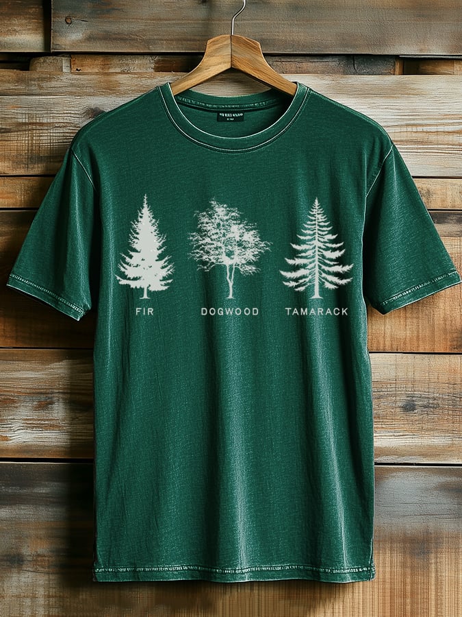 Women's fashion casual retro FDT tree T-shirt