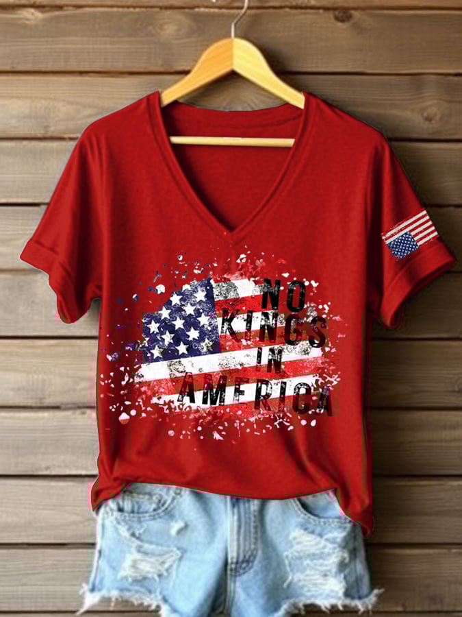 Women's casual retro reject the king print T-shirt