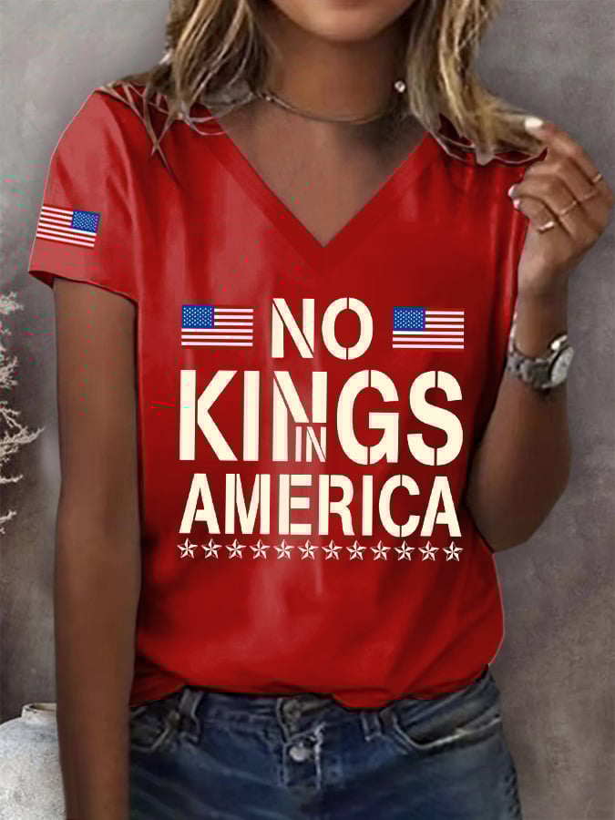 Women's No Kings In America Printed Casual T-Shirt