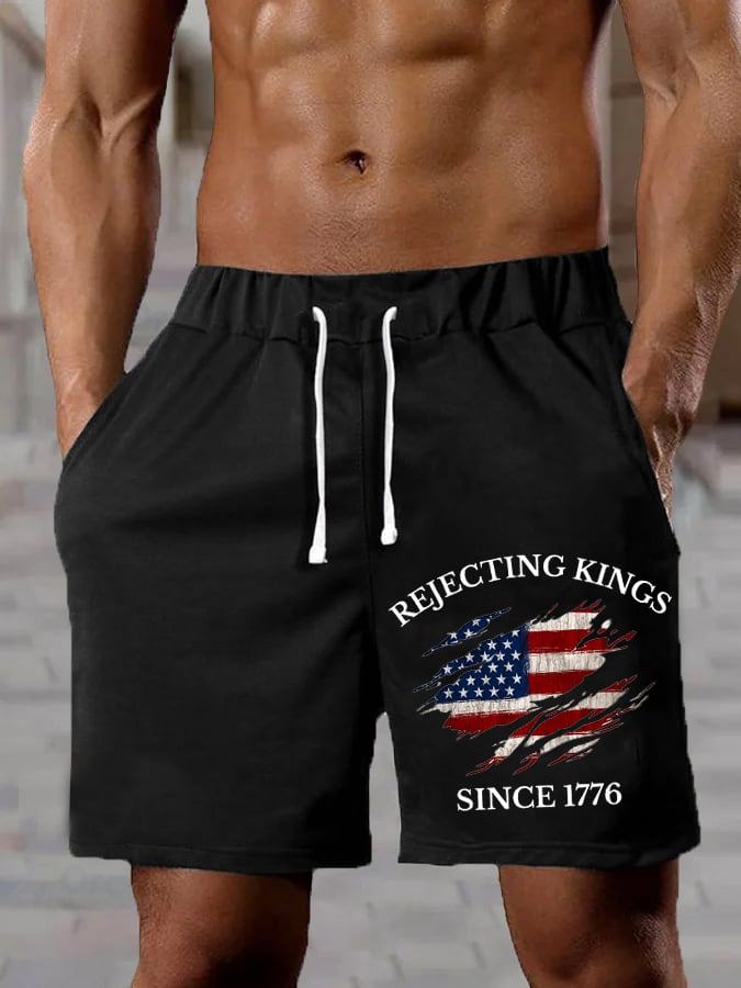 Men's “Rejection of the King since 1776” Printed Casual Shorts