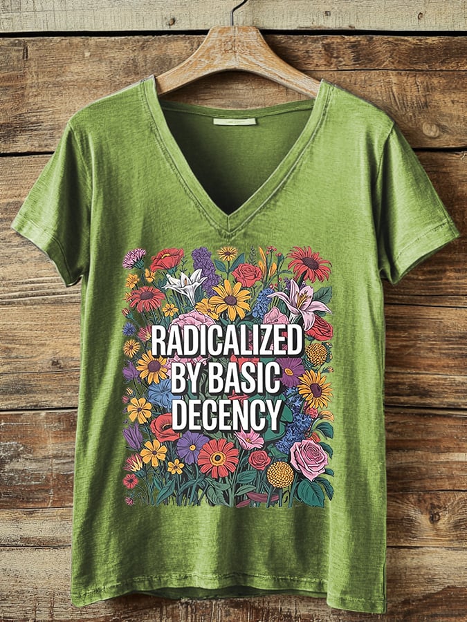 Women's Fashion Casual Radicalized By Basic Decency Printed Fdt Short-Sleeved T-Shirt