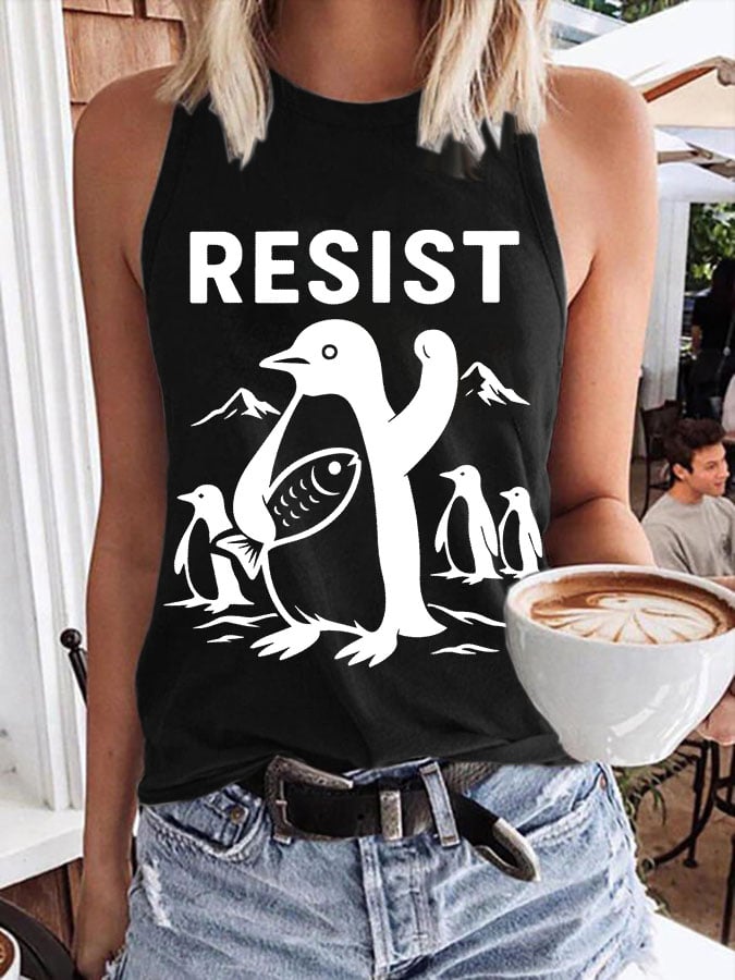Women's Penguins Resist Print Tank Top