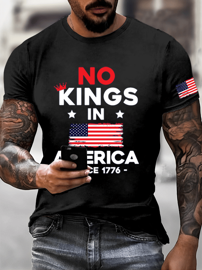 Men's No King In America Printed Casual T-Shirt