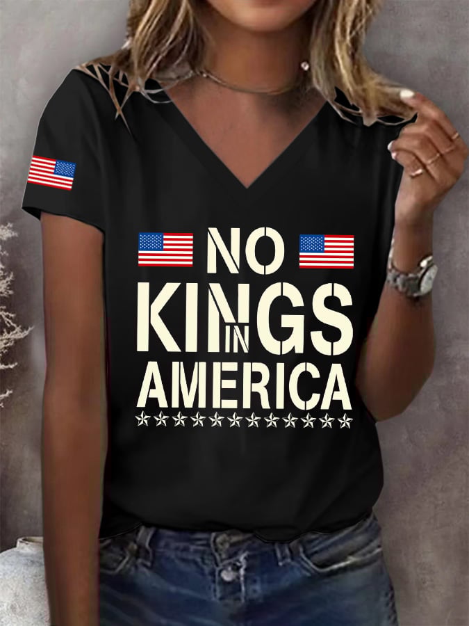 Women's No Kings In America Printed Casual T-Shirt