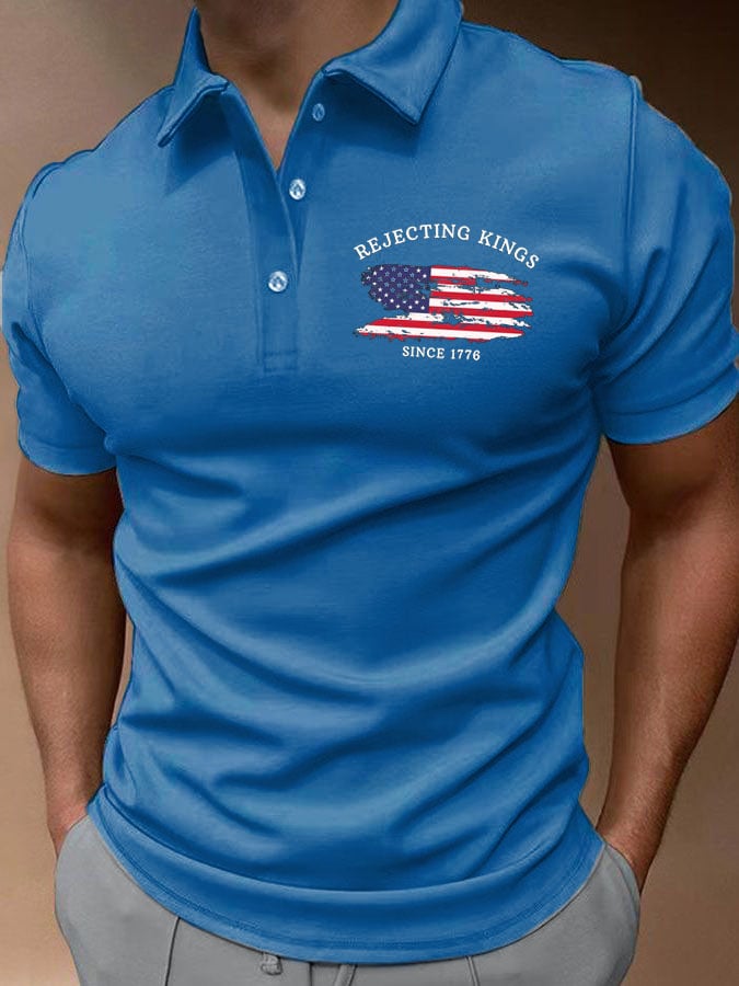 Men'S Rejecting Kings Since 1776 Print Casual Polo Shirt