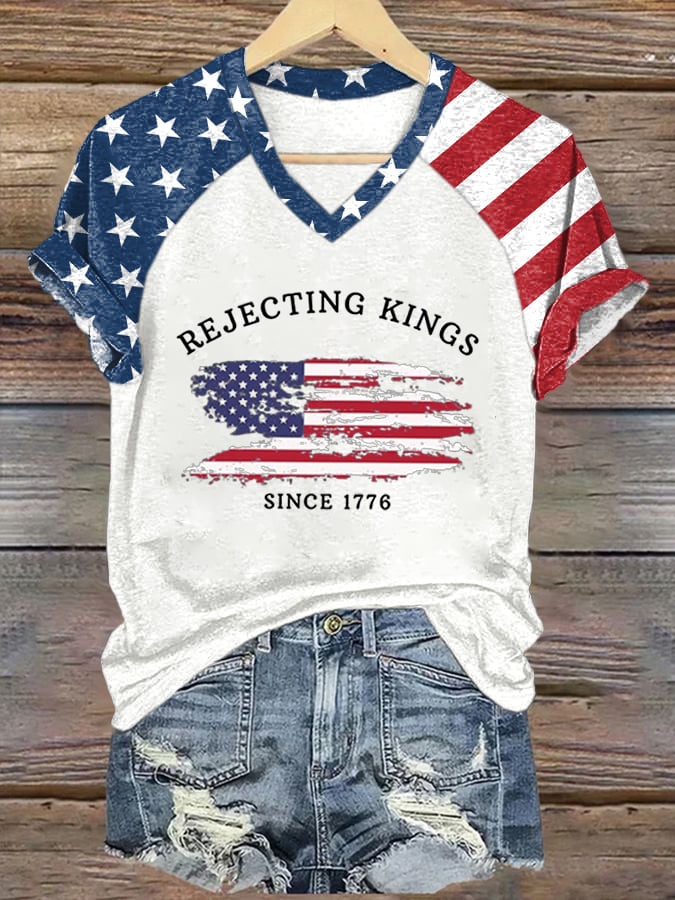 Women's Rejecting Kings Since 1776 Printed Casual T-Shirt