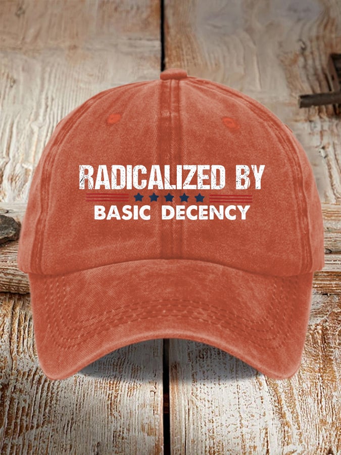 Unisex washed Radicalized by Basic Decency printed hat