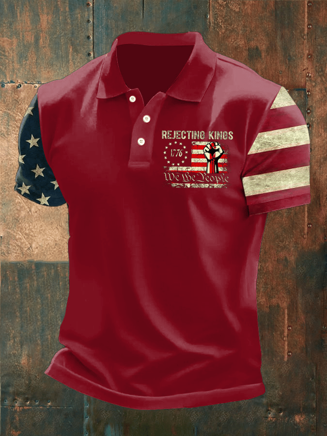 Men's Rejecting Kings Print Casual Polo Shirt