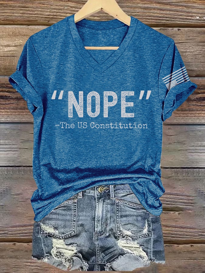 V-Neck Retro “NOPE” -The US Constitution Print T-Shirt
