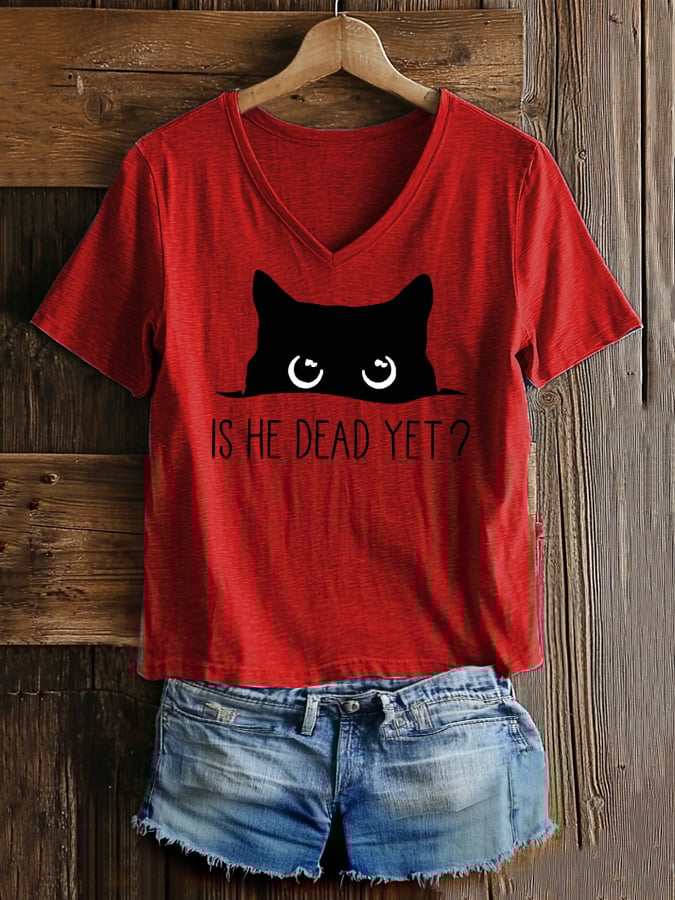 Women's Fashion Casual Is He Dead? Printed FDT Short Sleeve T-shirt