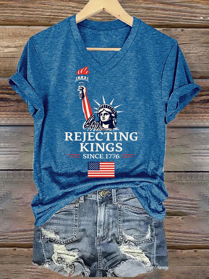 Women's “ Rejecting Kings Since 1776” V-neck T-shirt
