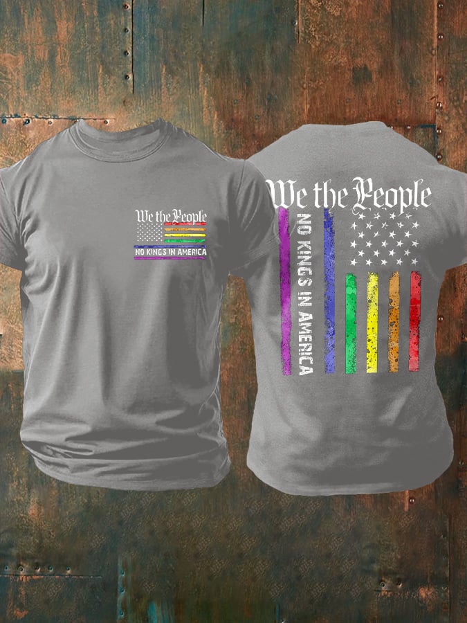 Retro Man's We The People No Kings In America Print T-Shirt