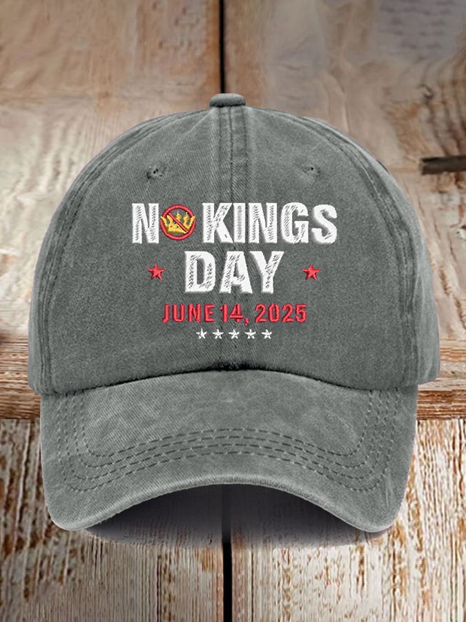 Retro No Kings Day June 14, 2025 Print Baseball Cap
