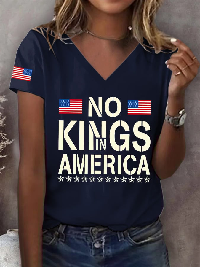 Women's No Kings In America Printed Casual T-Shirt