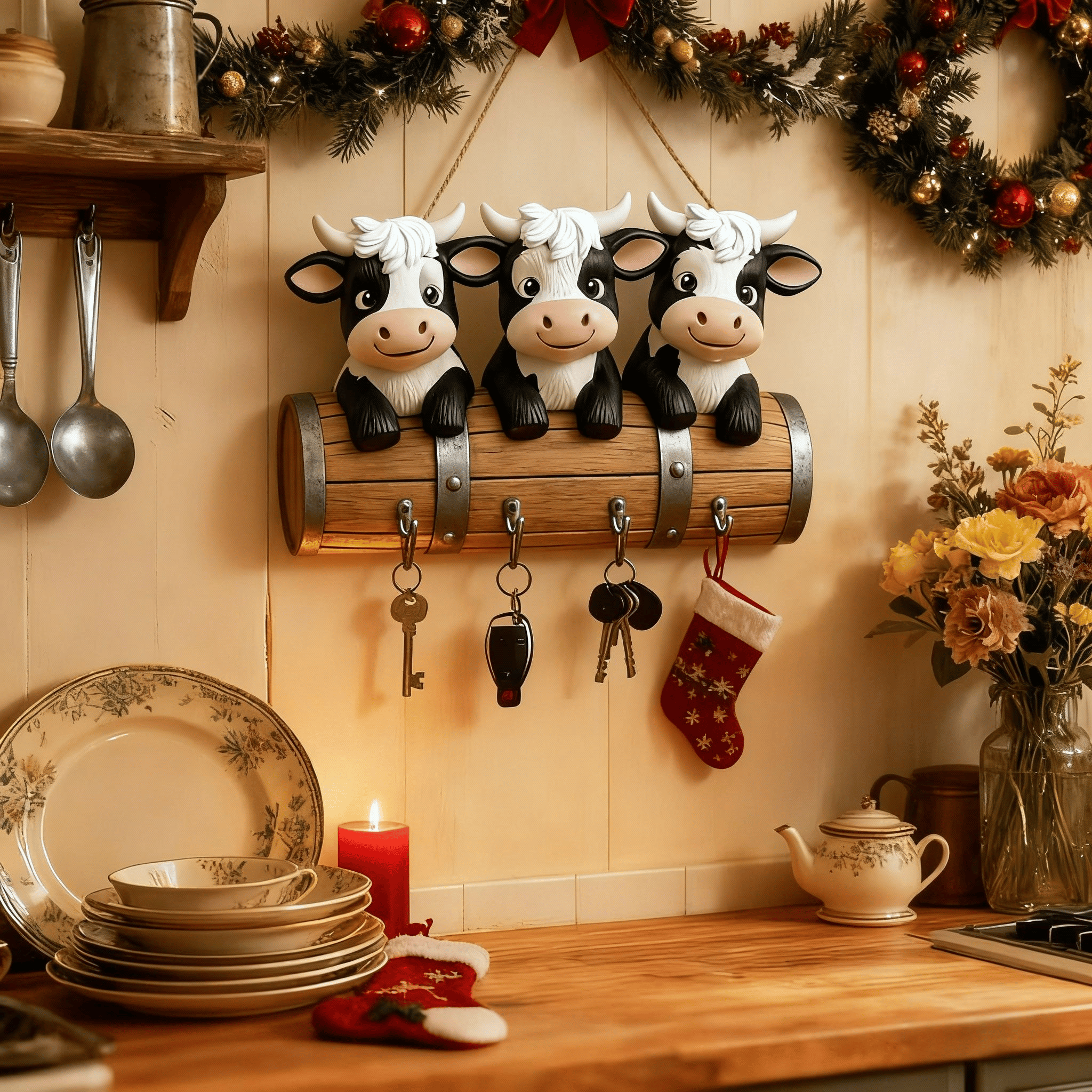 Christmas Sale 49% Off🎄Rustic Highland Cow Wooden Ornament 🐮