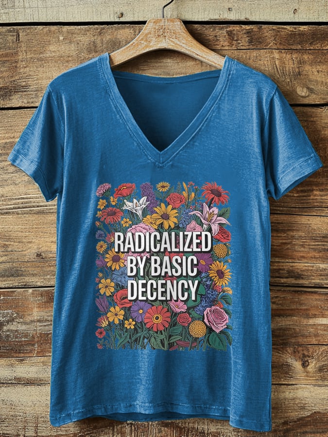 Women's Fashion Casual Radicalized By Basic Decency Printed Fdt Short-Sleeved T-Shirt