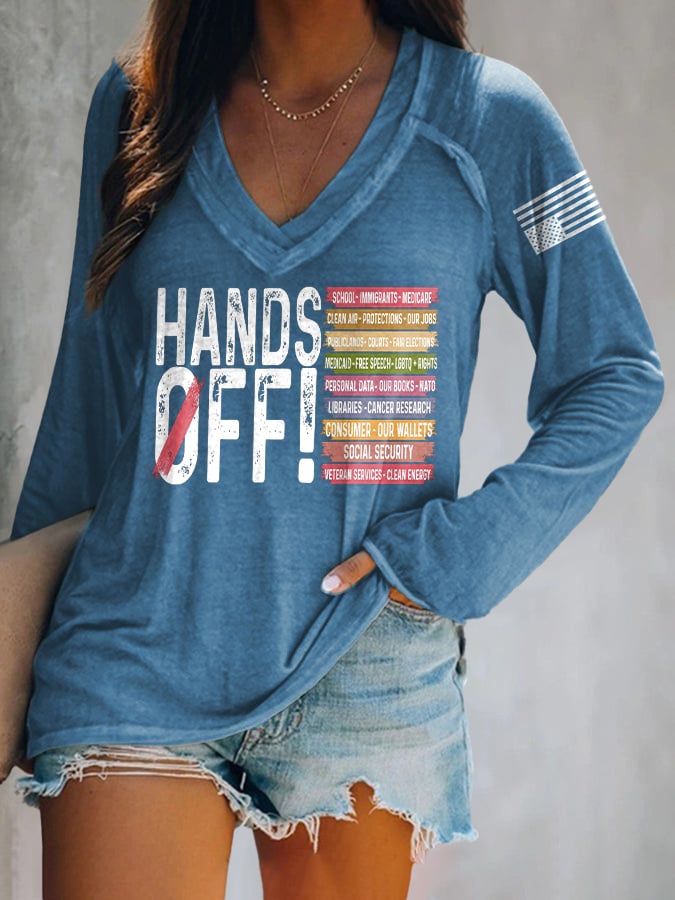 Women's Retro Hands Off Protest Print T-Shirt