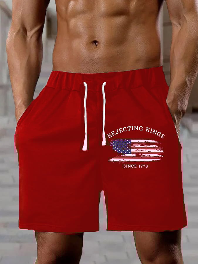 Men's Rejecting Kings Since 1776 Printed  Casual Shorts