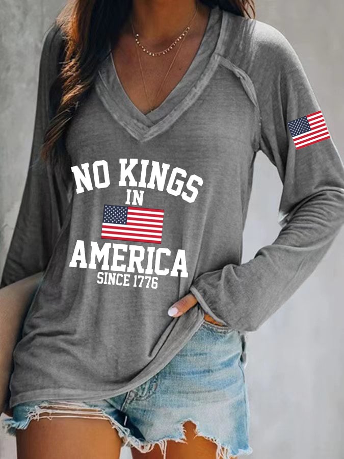 Women's  No King in America Print Casual T-shirt
