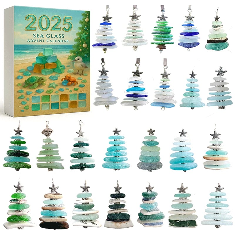 🌊🎄Sea Glass Christmas Tree Advent Calendar-2D Acrylic Christmas Tree Countdown Calendar