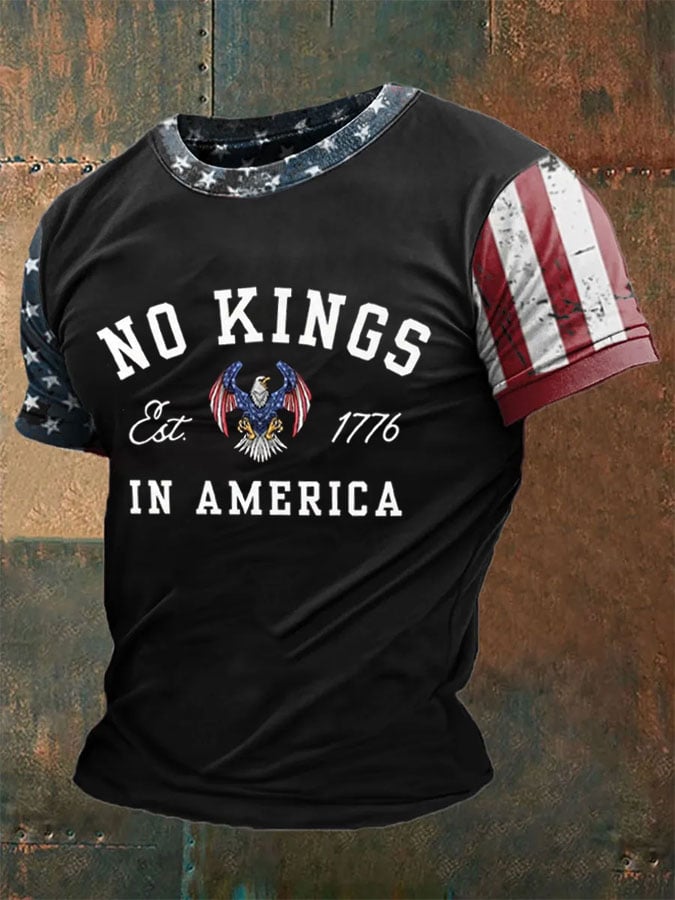 Men's No Kings In America Design Print T-Shirt