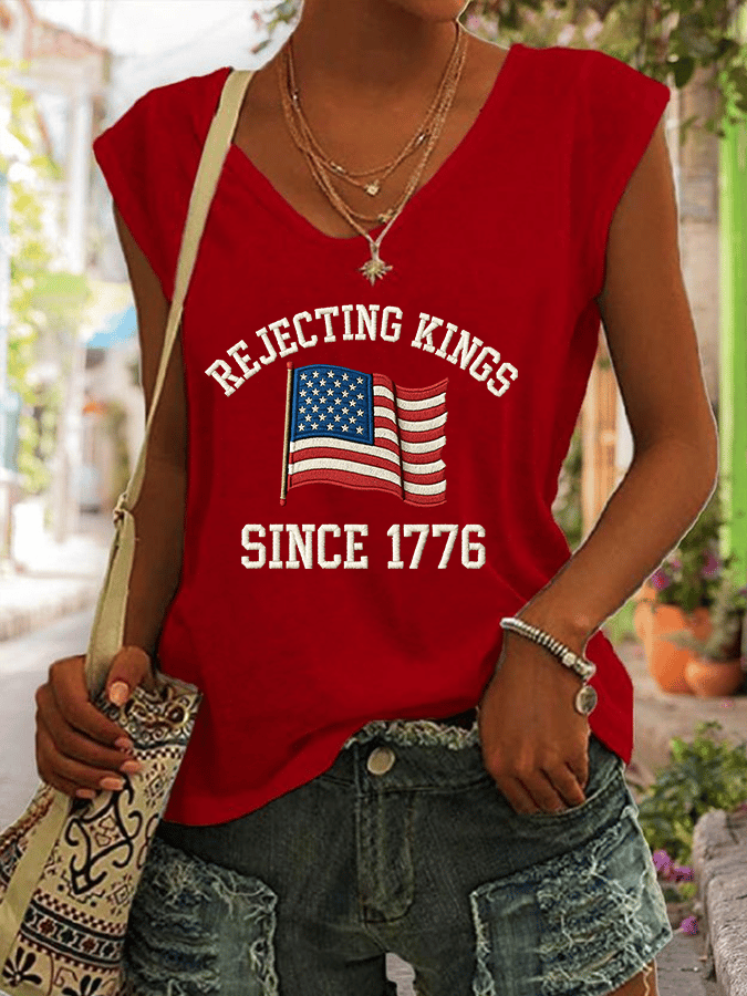 Women's Rejecting Kings Since 1776 Print Casual Vest