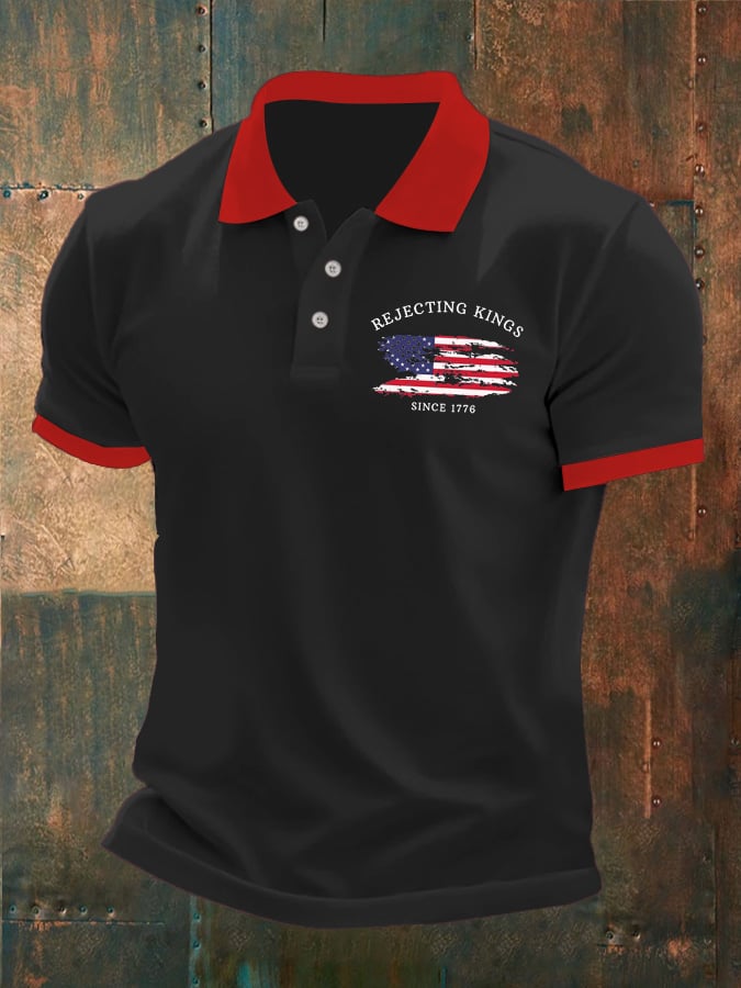 Men'S Rejecting Kings Since 1776 Print Casual Polo Shirt