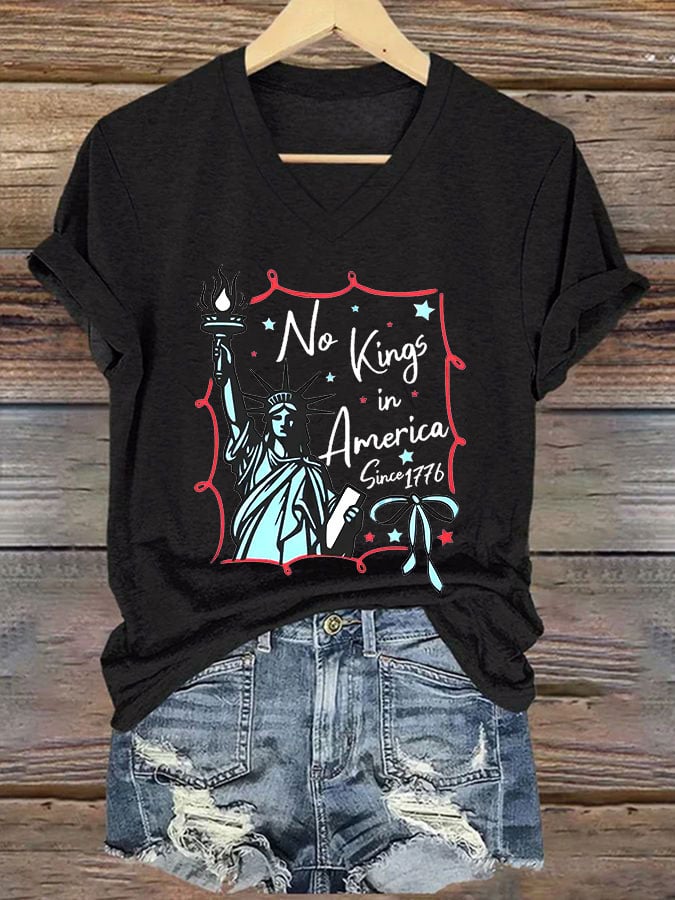 Women's No Kings In America Printed Casual T-Shirt