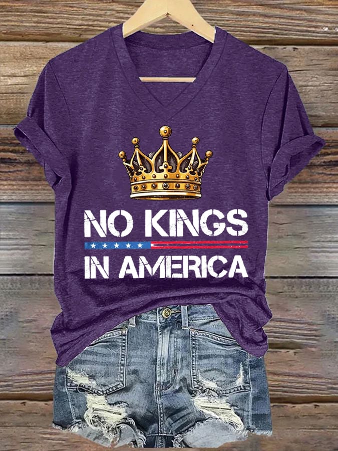 Women's No Kings In America Printed Casual T-Shirt