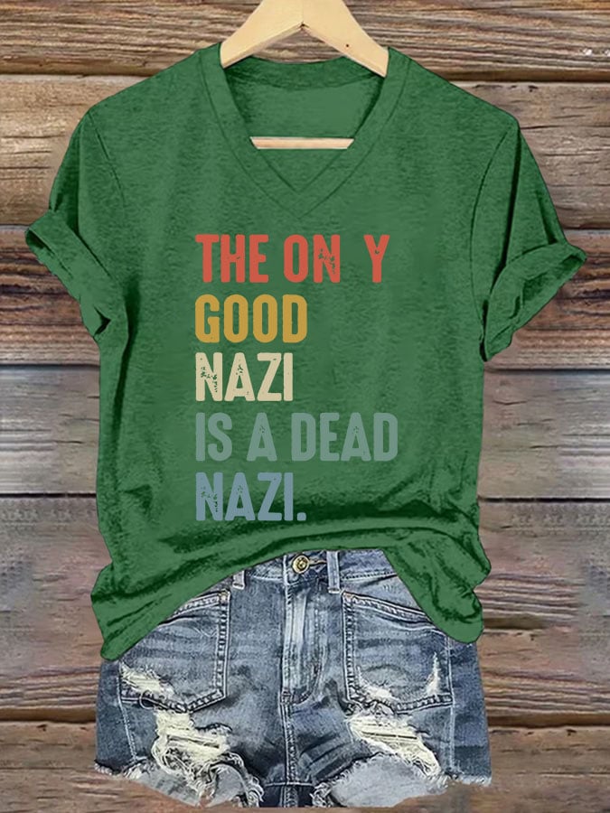Women's Casual Fashion Today Is A Good Day To Fight The Nazis Printed T-Shirt