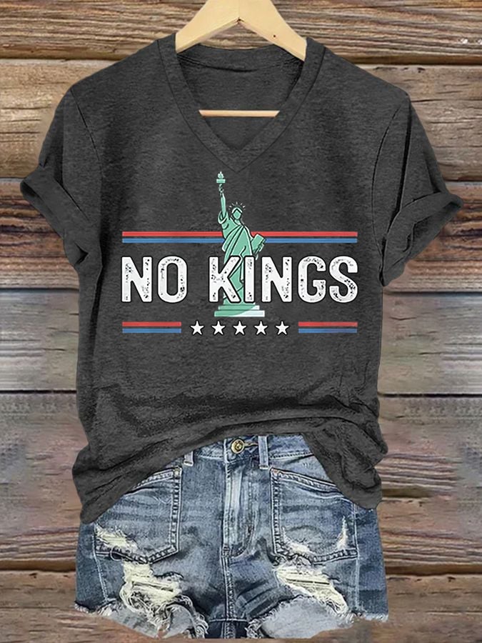 Women's No Kings Print Casual T-Shirt