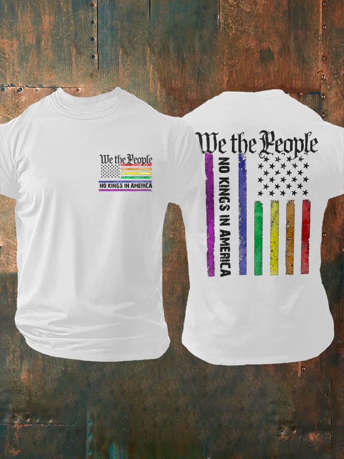 Retro Man's We The People No Kings In America Print T-Shirt