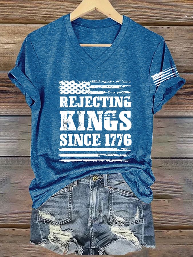 Women's Rejecting Kings Since 1776 Printed Casual T-Shirt