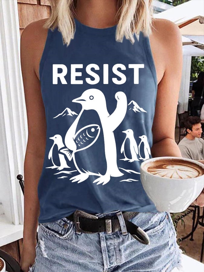 Women's Penguins Resist Print Tank Top