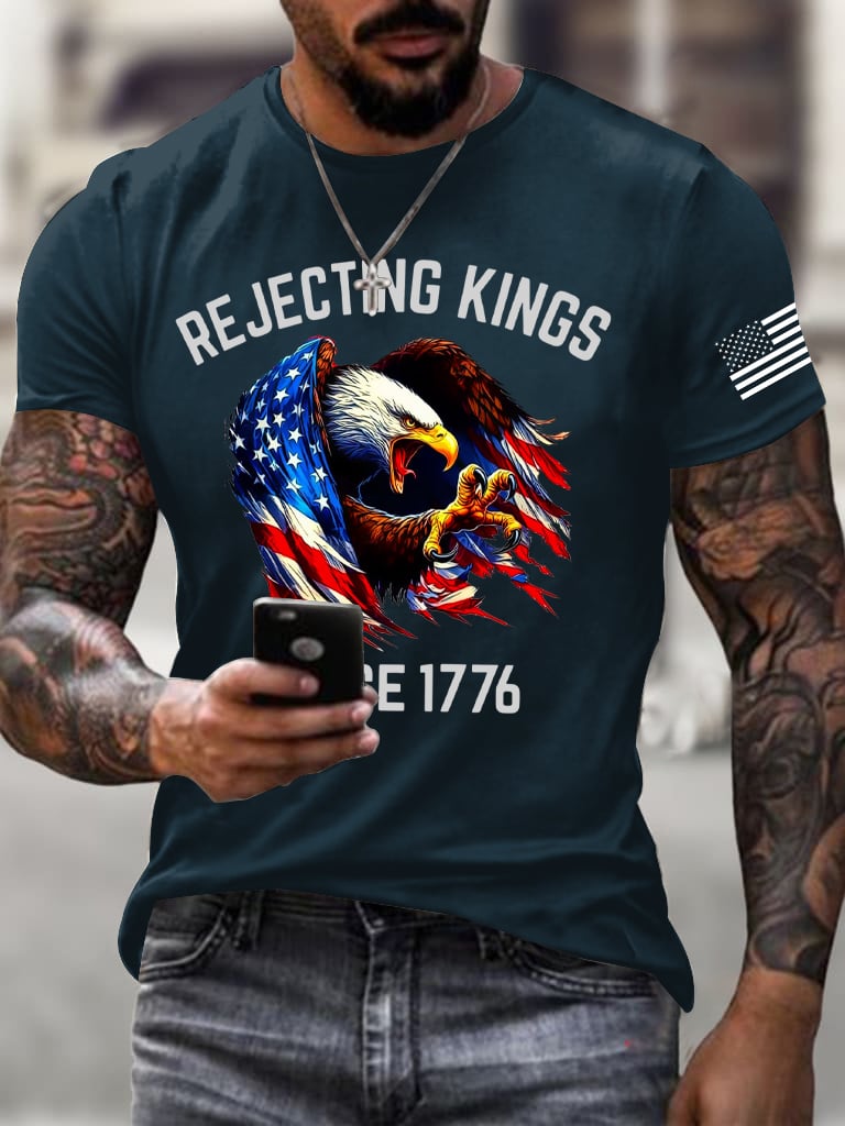 Men's Rejecting Kings Since 1776 Printed Casual T-Shirt