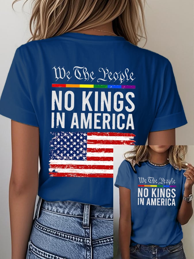 Women's casual retro reject the king print T-shirt