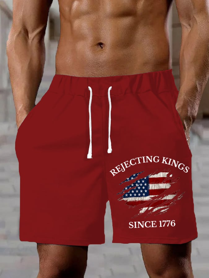 Men's “Rejection of the King since 1776” Printed Casual Shorts